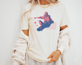 Skateboarder T Shirt Retro Skateboarding Tee 90s Style Graphic Top