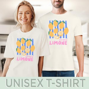 La Vita Al Limone Citron Grafisk T-shirt Söt Sommarfruktt-T-shirt Färgglad Italiensk Lemonad-T-shirt Citronskiva Konst Trendig Citron-T-shirt bild 5