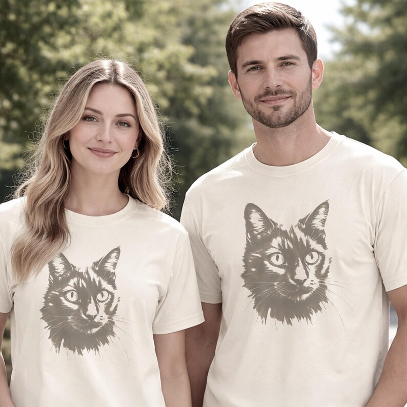 Camiseta unisex con estampado de gato negro, colores cómodos imagen 15