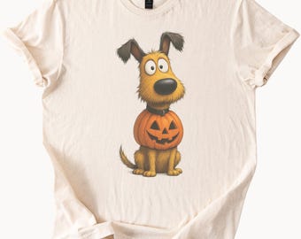 Cute Halloween Dog Shirt with Pumpkin Jack O Lantern Graphic Funny Cartoon Puppy Fall Halloween T Shirt for Dog Lovers