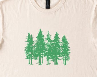 Pine tree forest graphic nature lover shirt outdoorsy hiking tee minimalist style