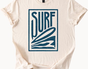 Surf Graphic T-Shirt, Retro Surfing Tee, Beach Lover Shirt, Ocean Wave Print Tee, Summer Casual Top for Surfers