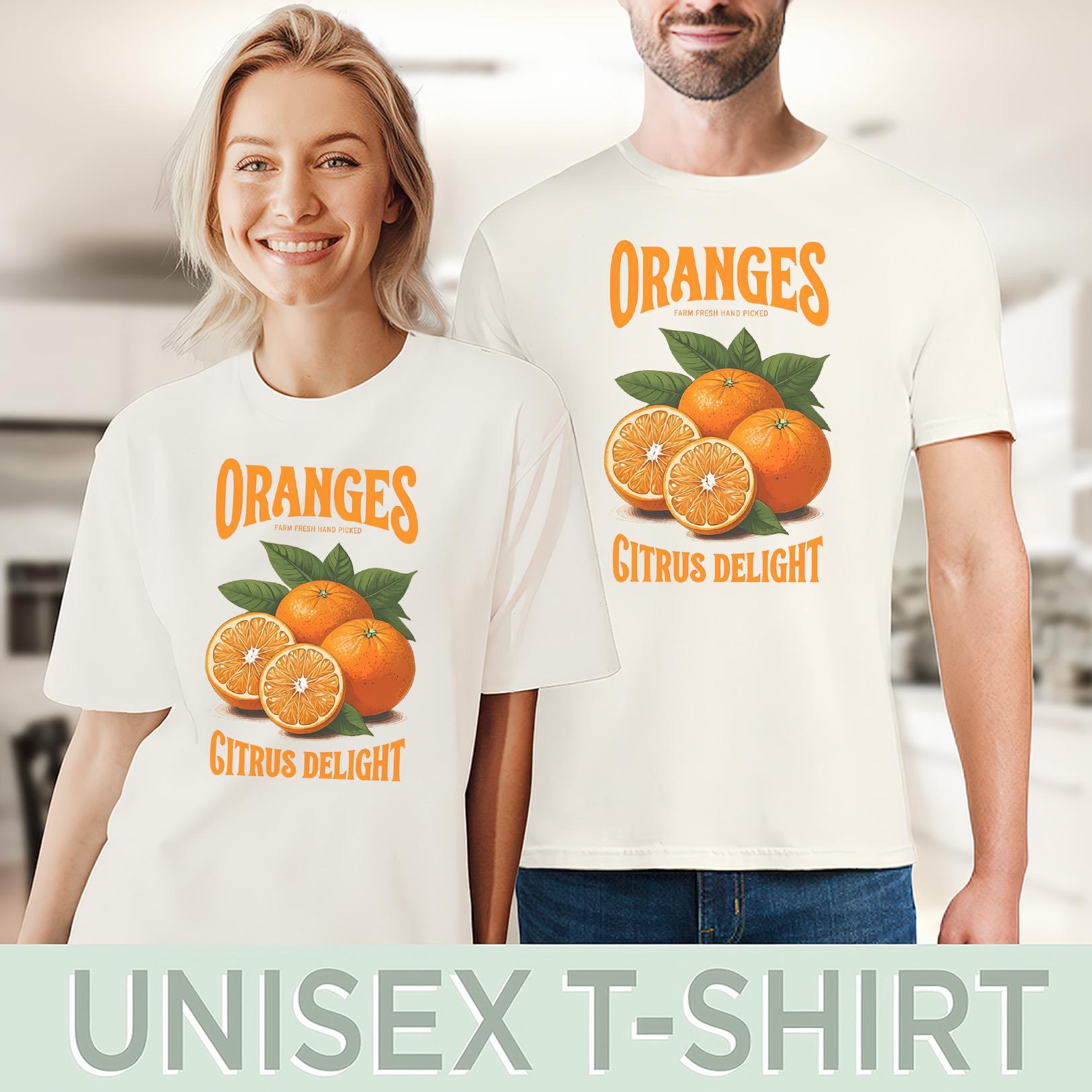 オレンジのグラフィックTシャツ シトラスデライトフルーツイラスト