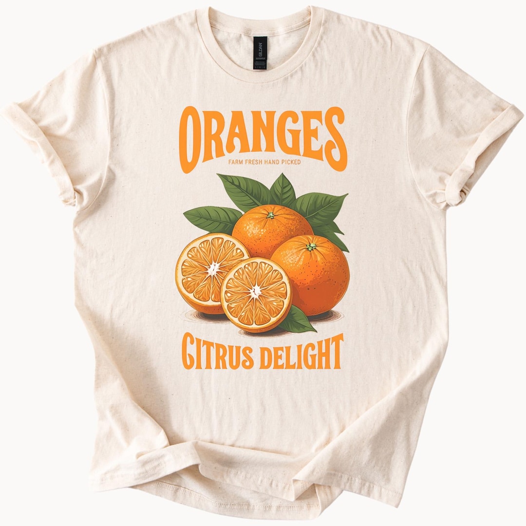 オレンジのグラフィックTシャツ シトラスデライトフルーツイラスト
