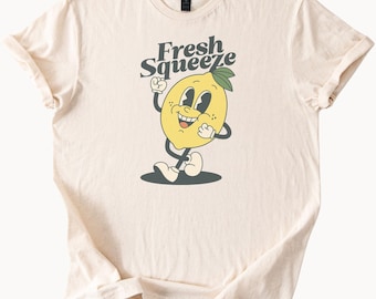 Fresh Squeeze Lemon T Shirt Cute Fruit Graphic Tee Trendy Summer Shirt