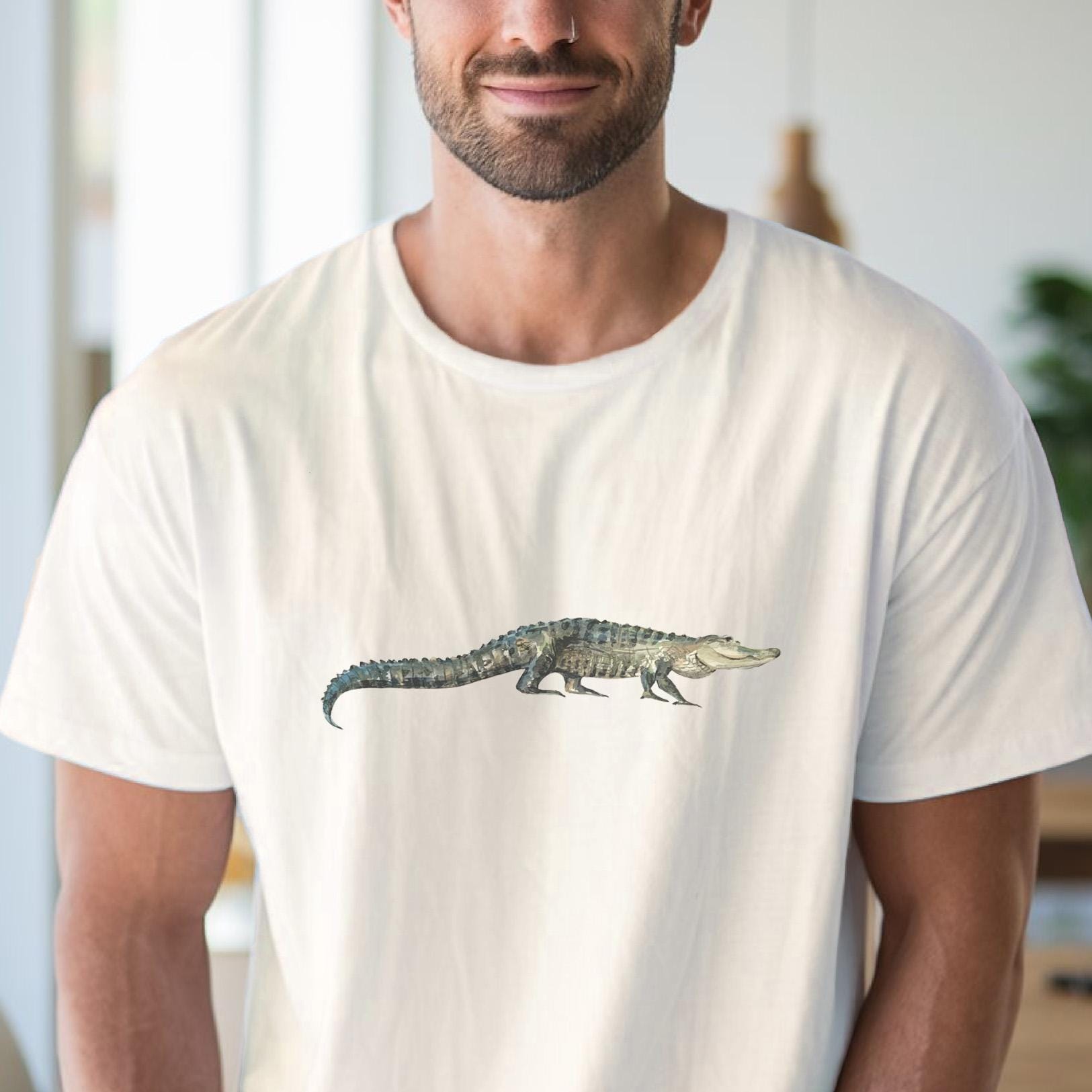 ワニグラフィックTシャツ リアルなワニ動物 自然愛好家シャツ ユニーク 