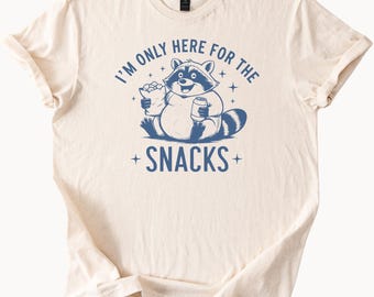 T-shirt met wasbeerprint en snacks, grappig T-shirt voor dierenliefhebbers, schattig cadeau voor hem of haar.