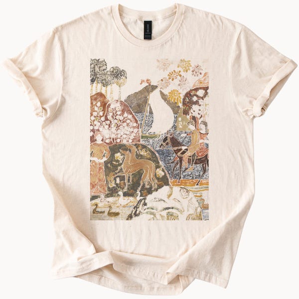 Medieval Tapestry Art T Shirt Renaissance Style Graphic Tee