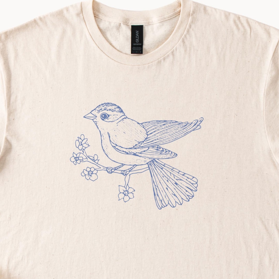 Blue Bird Shirt Branch Flowers Tshirt Nature Lover Tee Spring Bird ...