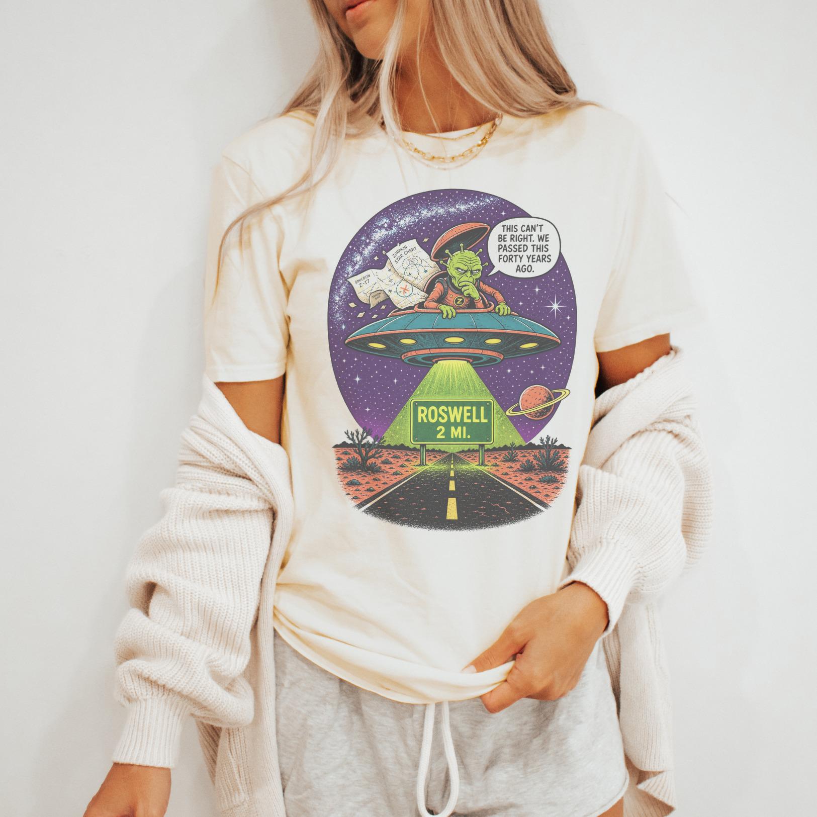 Retro Alien UFO Graphic Tee Roswell Desert Sci-fi Vintage Unisex - Etsy