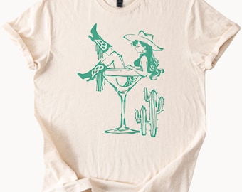 Cowgirl Martini Graphic Tee | Western Cactus T-Shirt for Women