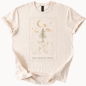 Camiseta con la carta del Tarot del Camino Místico, camiseta del Viaje Espiritual, camiseta del Árbol de la Luna Celestial