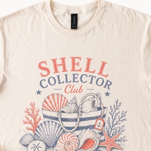 Shell Collector Grafisk T-shirt Vintage Kustkorg Illustration