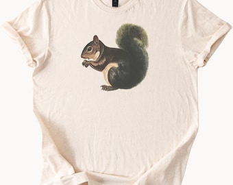 Black Squirrel Graphic Shirt Realistic Animal Nature Art Illustration Print Forest Tee Wildlife