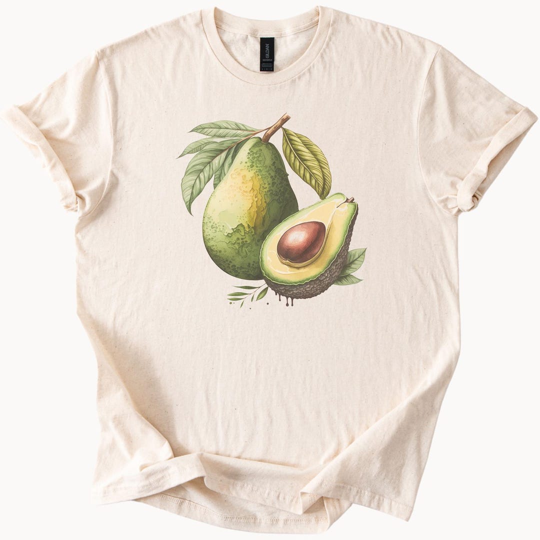Avocado Graphic T Shirt Realistic Fruit Art Tee Botanical Greenery ...