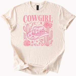 Cowgirlhoed cactusbloem grafisch T-shirt westerse stijl shirt countrymuziek mode-top