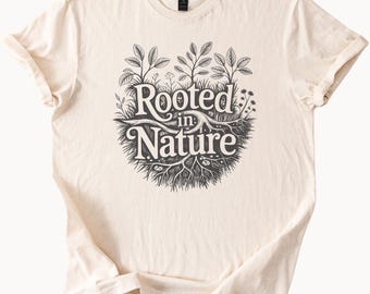 Camiseta con raíces en la naturaleza, camiseta con gráficos botánicos, camiseta para amantes de las plantas, camiseta terrosa, ropa inspirada en la naturaleza, camiseta de jardín, diseño único