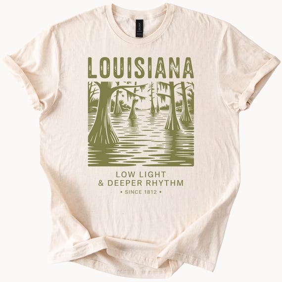 Louisiana Swamp Forest Graphic T Shirt Low Light Deeper Rhythm Nature Trees Scenic Bayou State Souvenir Louisiana Shirt Since 1812