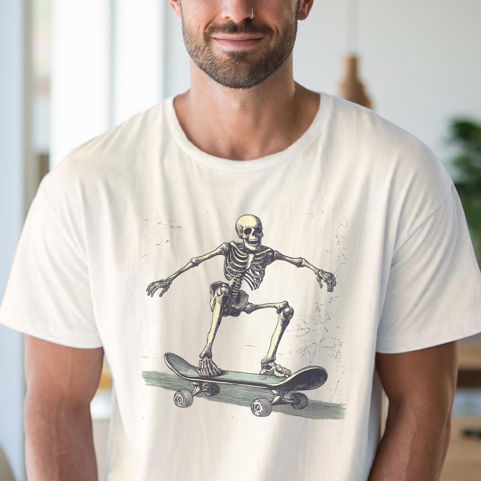 スケートボード スケルトン Tシャツ おもしろスカルライダーTシャツ 