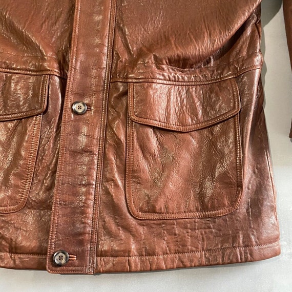 Vintage Leather coat Adult Size XL brown buttery … - image 4
