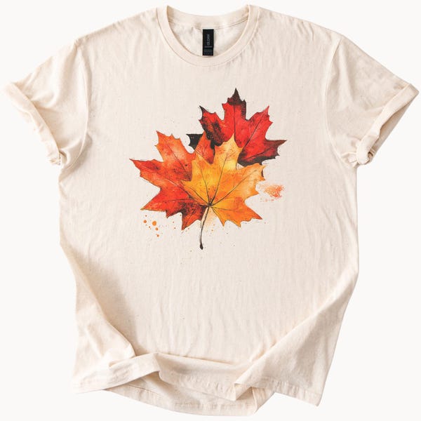 Fall Maple Leaves T Shirt Autumn Graphic Tee Thanksgiving Crewneck Top
