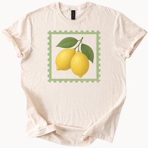 Lemon Fruit Graphic T Shirt Botanical Two Lemons with Leaves Nature Art Tee Cute Summer Aesthetic Lemon Lover Gift Shirt