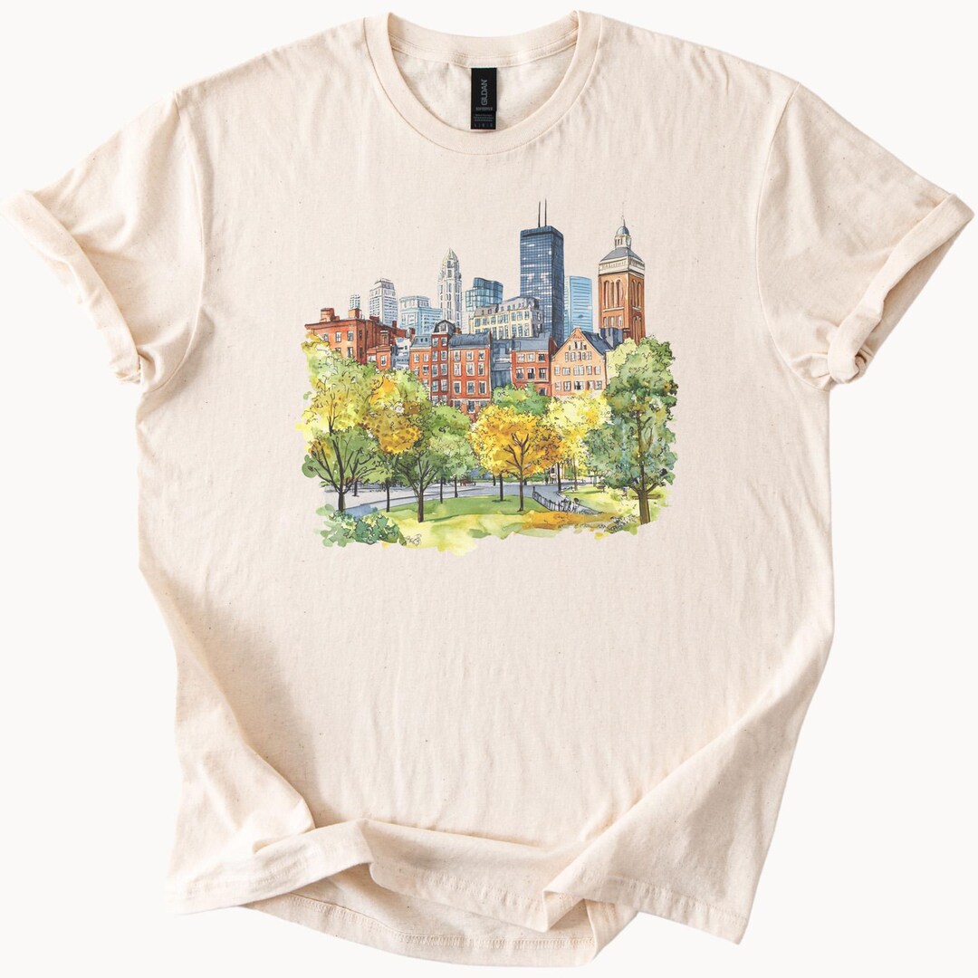 Chicago Skyline Watercolor Graphic T Shirt Cityscape Art Tee Urban Park ...