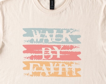 Camiseta "Camina por la fe", camiseta cristiana, regalo religioso, ropa inspiradora, camiseta basada en la fe