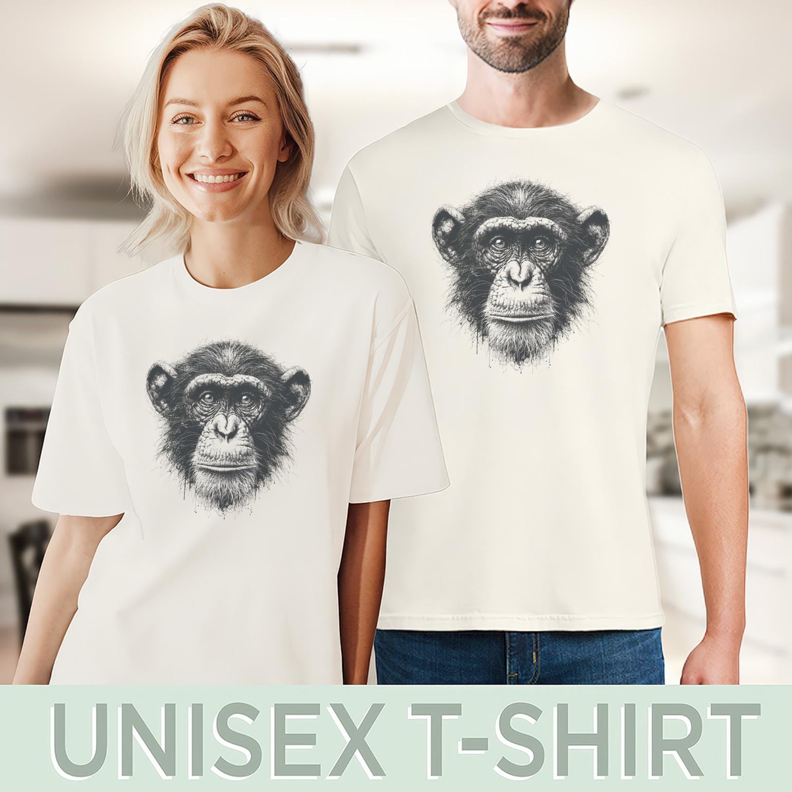チンパンジーの顔のグラフィックTシャツ リアルな動物アートTシャツ 