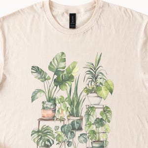 Monstera and Houseplant Graphic T Shirt Botanical Indoor Plant Lover Gift Nature Art Tee Greenery Aesthetic Shirt for Plant Moms