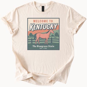 Welcome to Kentucky Graphic T Shirt Bluegrass State Horse Souvenir Est 1792 Retro Kentucky Shirt Country Scenic Gift Idea Tee