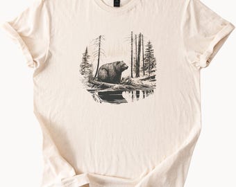 Grizzly Bear TShirt Forest Wildlife Nature Tee Outdoors Graphic Shirt