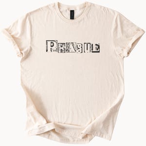 Camiseta gráfica de Praga, camiseta com tipografia de letras maiúsculas desgastadas, camiseta de viagem para lembrança da cidade da República Tcheca, camiseta de presente de Praga