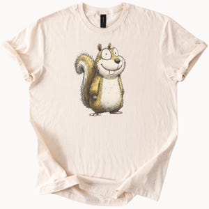 Cute Cartoon Squirrel Graphic T Shirt Funny Hand Drawn Animal Illustration Tee Woodland Forest Creature Art Shirt Gift for Nature Lovers