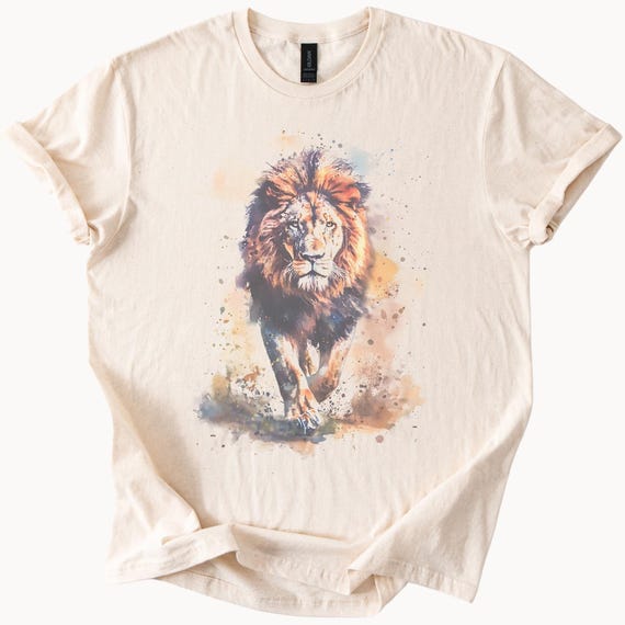 水彩ライオンアートシャツ ランニング ワイルドライフ Tシャツ - Etsy 日本