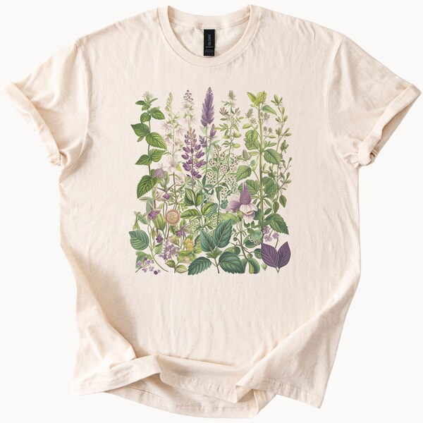 Botanical Herb Garden T Shirt Floral Plant Lover Tee Nature Graphic Top