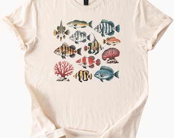 Tropical Fish T Shirt Ocean Reef Graphic Tee Aquarium Lover Gift