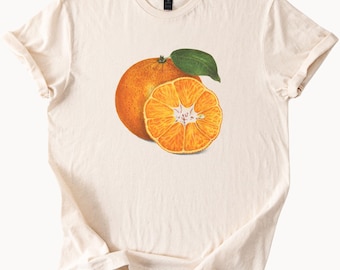 Camiseta con gráfico de naranja jugosa, camiseta de fruta grande, regalo para amantes de los cítricos