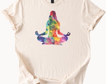 Aquarell-Yoga-Meditations-T-Shirt, spirituelles Lotus-Geschenk
