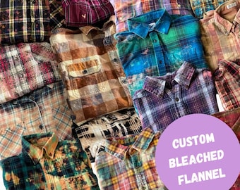 Camisa de franela, franela desteñida, hecha a medida, franela a cuadros, tallas unisex, franelas de otoño, camisa otoñal cómoda, estilo años 90, camisas boho
