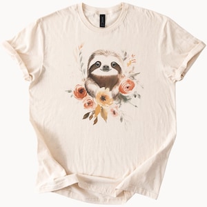 Cute Sloth Shirt Floral Sloth Tee Animal Lover Gift Sloth Lover TShirt Adorable Sloth Apparel Sweet Sloth Gift Idea