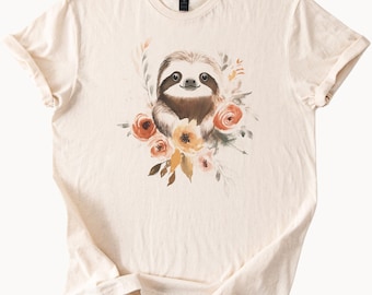 Cute Sloth Shirt Floral Sloth Tee Animal Lover Gift Sloth Lover TShirt Adorable Sloth Apparel Sweet Sloth Gift Idea