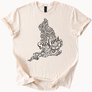 England Karte Mandala Grafik T-Shirt Einzigartiges Blumen England Gliederung T-Shirt England Liebhaber Geschenk England Pride Shirt England Karte Bekleidung