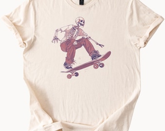 Skateboard Skeleton T Shirt Skater Schädel-Grafik-T-Stück Lustiges Knochen Skateboarder Geschenk Einzigartige Skateboard Bekleidung