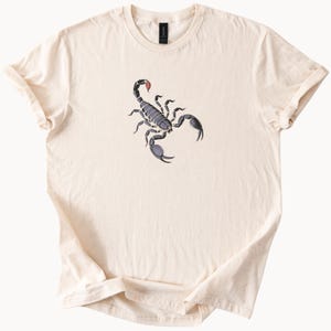 Scorpion Graphic Tee Black and Red Scorpion Shirt Natural Color Softstyle Cotton Scorpion Drawing Unisex Desert Animal Shirt