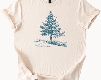 Pine Tree T Shirt Nature Graphic Tee Outdoorsy Shirt Unisex Clothing