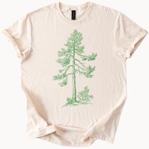 Pine Tree Graphic Shirt Nature Drawing Boho Forest Tee Hand Drawn Woodland Hiking Shirt Camping Gift Outdoor Lover Graphic T Shirt