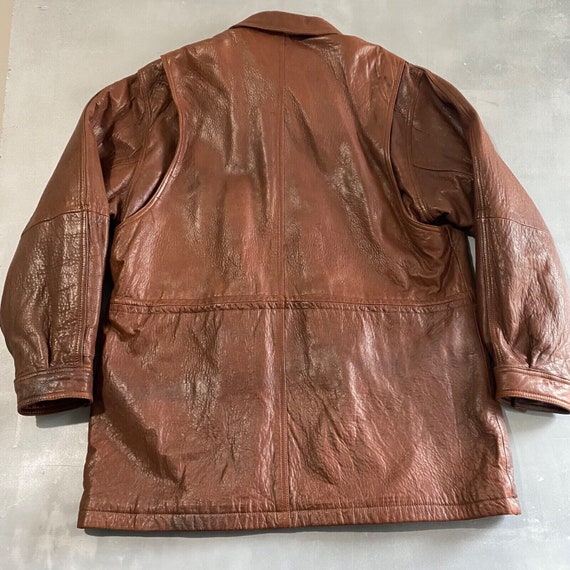 Vintage Leather coat Adult Size XL brown buttery … - image 6