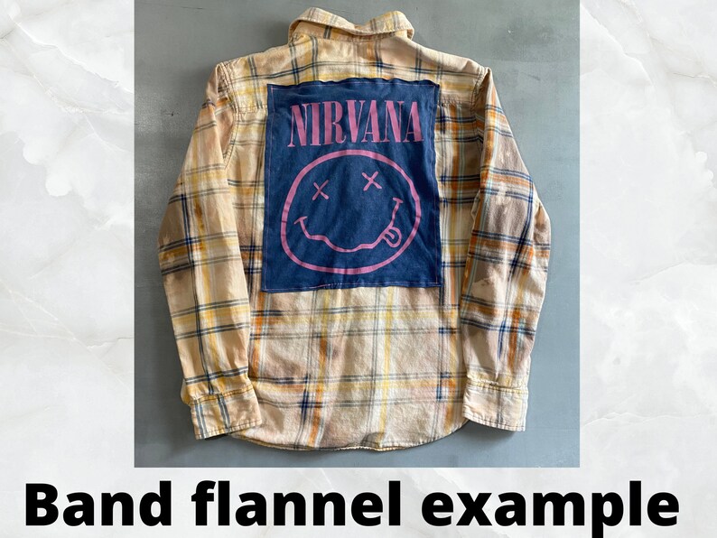 Flannel Shirt upcycled clothing bleached flannel rock band image 7
