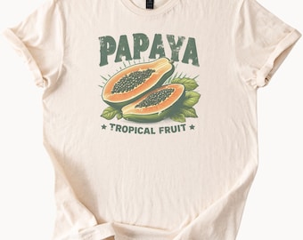 Papaya Tropical Fruit Graphic T Shirt Colorful Papaya Illustration Tee Botanical Fruit Lover Shirt Summer Papaya Art Shirt Gift